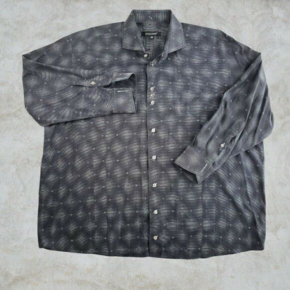 Bogosse Men's Button Up Shirt Black 2XL Long Sleeve French Cuffs Geometric - Picture 1 of 12